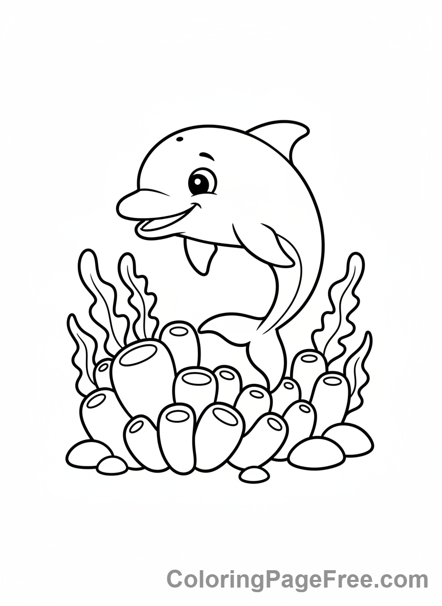 Dolphin coloring page - Dolphin reef explorer