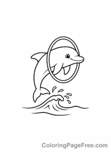 Dolphin coloring page - Dolphin through hoop