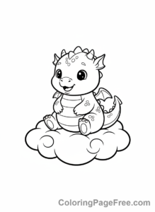 Dragon coloring page - Baby Dragon Playful