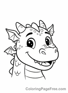 Dragon coloring page - Dragon Happy Face