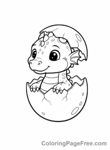 Dragon coloring page - Dragon Hatching Egg
