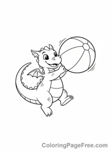 Dragon coloring page - Dragon Playing Ball