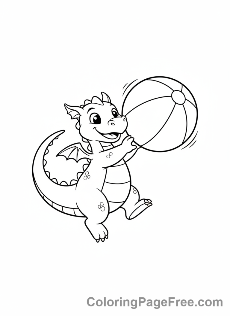 Dragon coloring page - Dragon Playing Ball