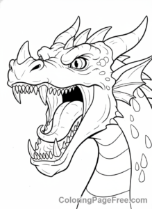 Dragon coloring page - Dragon Roaring Close