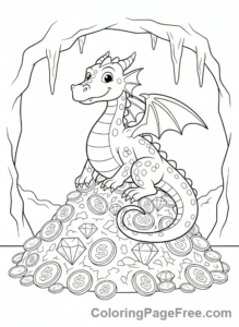 Dragon coloring page - Dragon Treasure Hoard