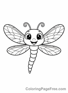 Dragonfly coloring page - Cute cartoon dragonfly