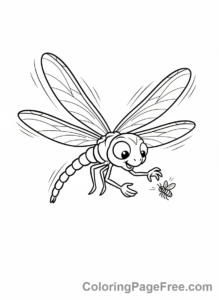 Dragonfly coloring page - Dragonfly catching bug