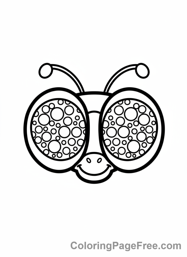 Dragonfly coloring page - Dragonfly close-up head