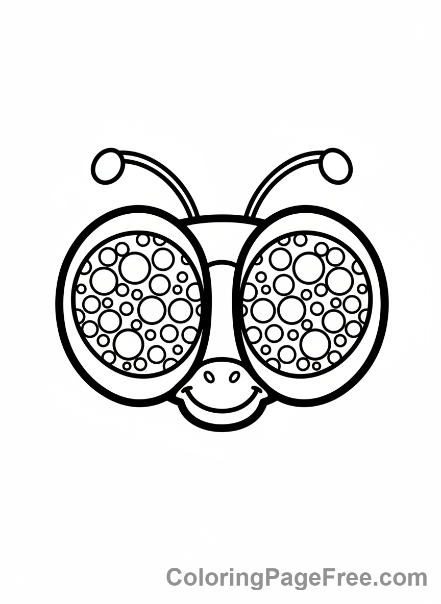 Dragonfly coloring page - Dragonfly close-up head