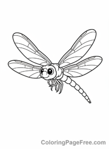 Dragonfly coloring page - Dragonfly flying happily