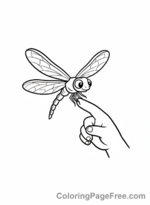 Dragonfly coloring page - Dragonfly landing child