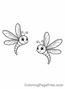 Dragonfly coloring page - Two dragonflies flying