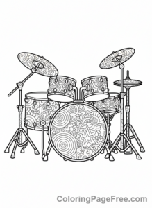 Drums coloring page - Abstract Patterned Drums
