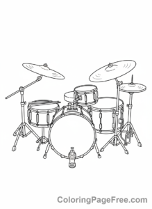 Drums coloring page - Drum Kit Overhead