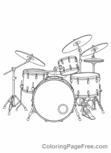 Drums coloring page - Full Drum Kit