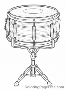 Drums coloring page - Snare Drum Close-up