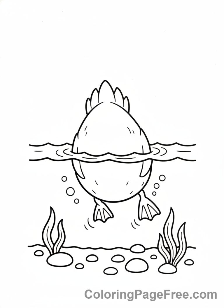Duck coloring page - Duck diving eating