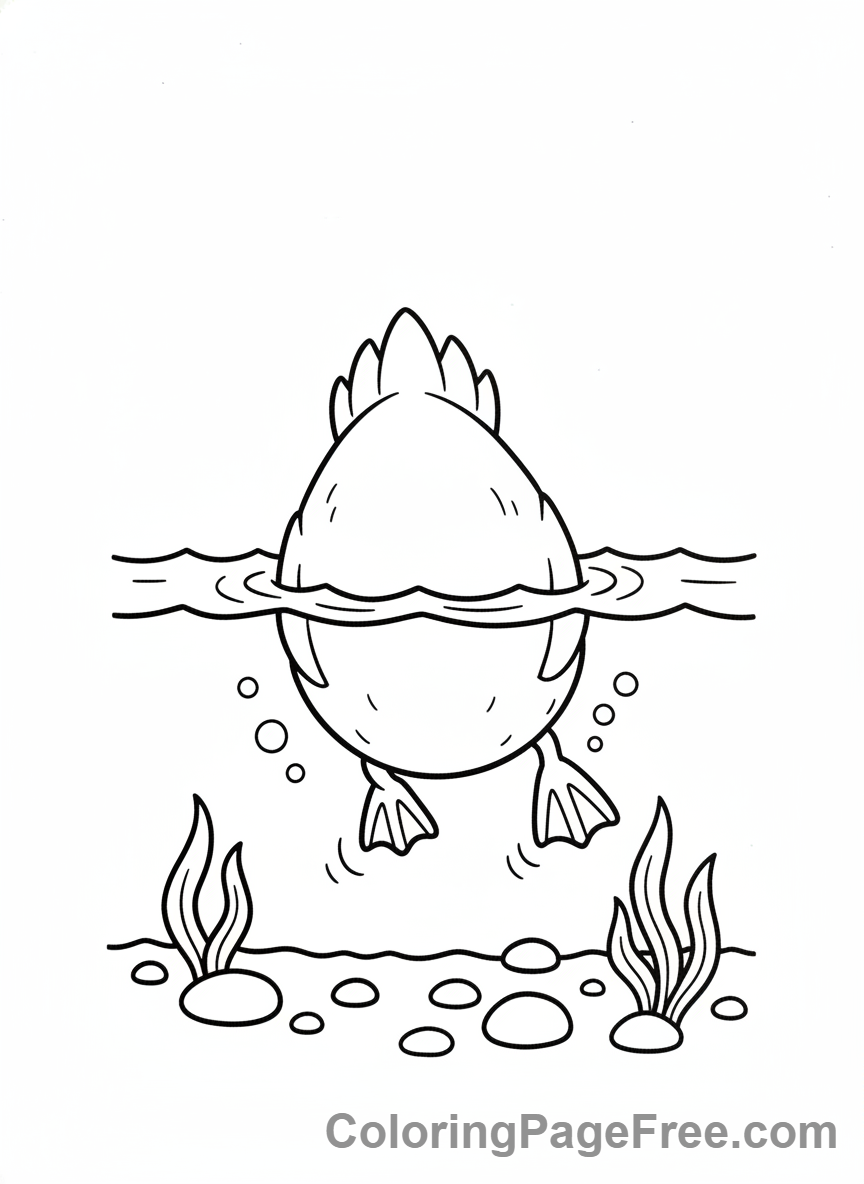 Duck coloring page - Duck diving eating