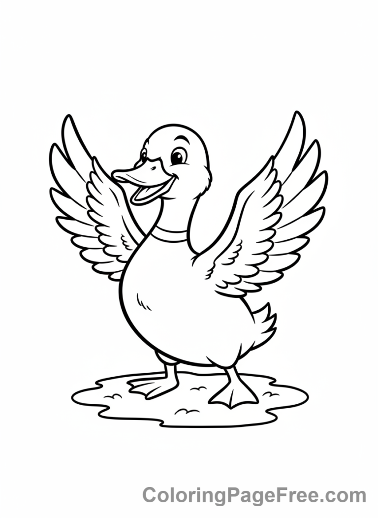 Duck coloring page - Duck flapping wings