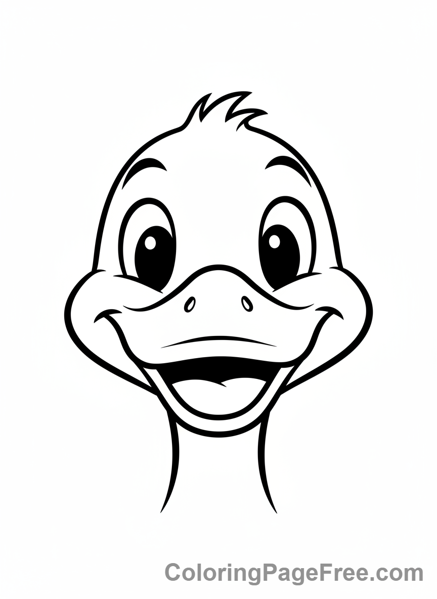 Duck coloring page - Duck head smiling