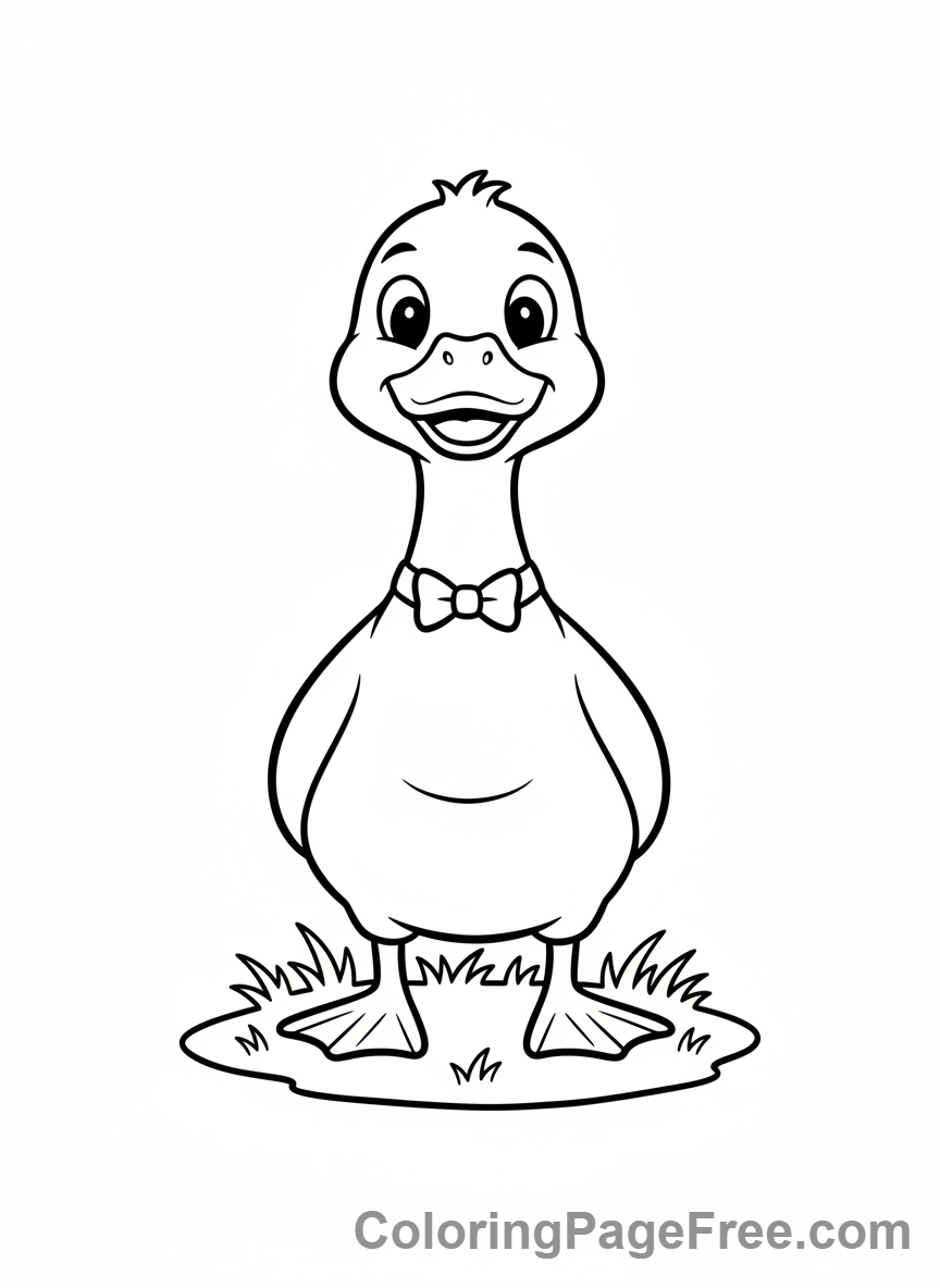 Duck coloring page - Duck standing simple