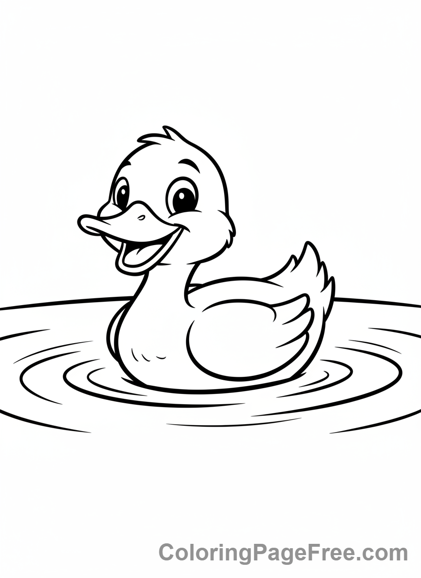 Duck coloring page - Duck swimming pond