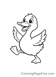 Duck coloring page - Duck waddling cheerfully