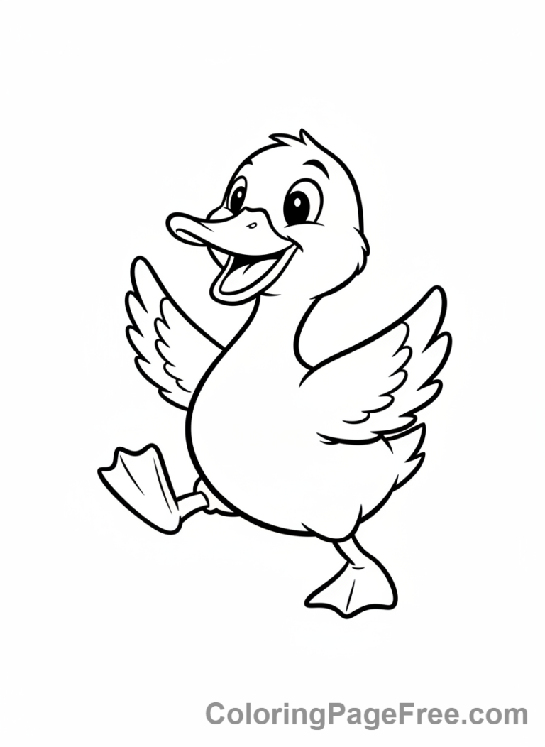 Duck coloring page - Duck waddling cheerfully