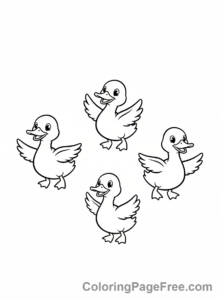 Duck coloring page - Ducks flying sky