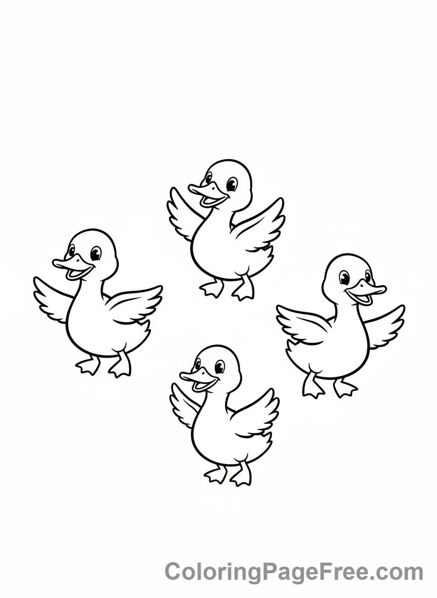 Duck coloring page - Ducks flying sky