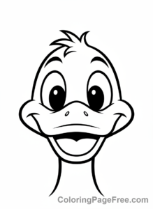 Duck coloring page - Happy duck portrait
