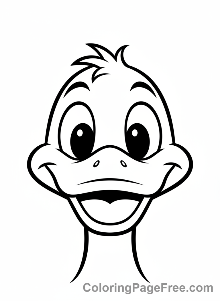 Duck coloring page - Happy duck portrait