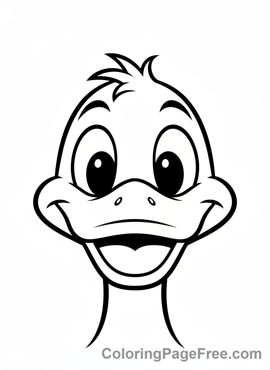 Duck coloring page - Happy duck portrait