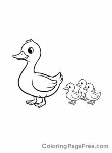 Duck coloring page - Mother duck ducklings