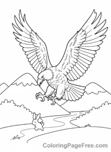 Eagle coloring page - Eagle Hunting Prey