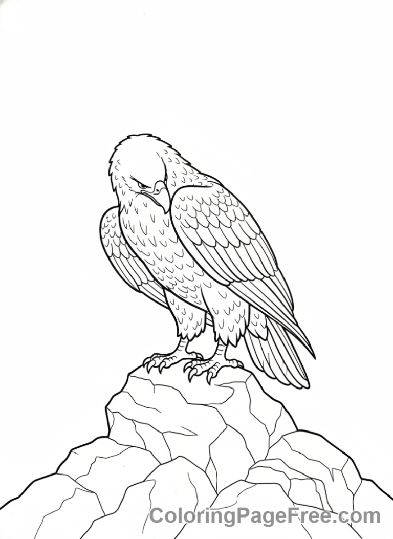 Eagle coloring page - Eagle Preening Feathers