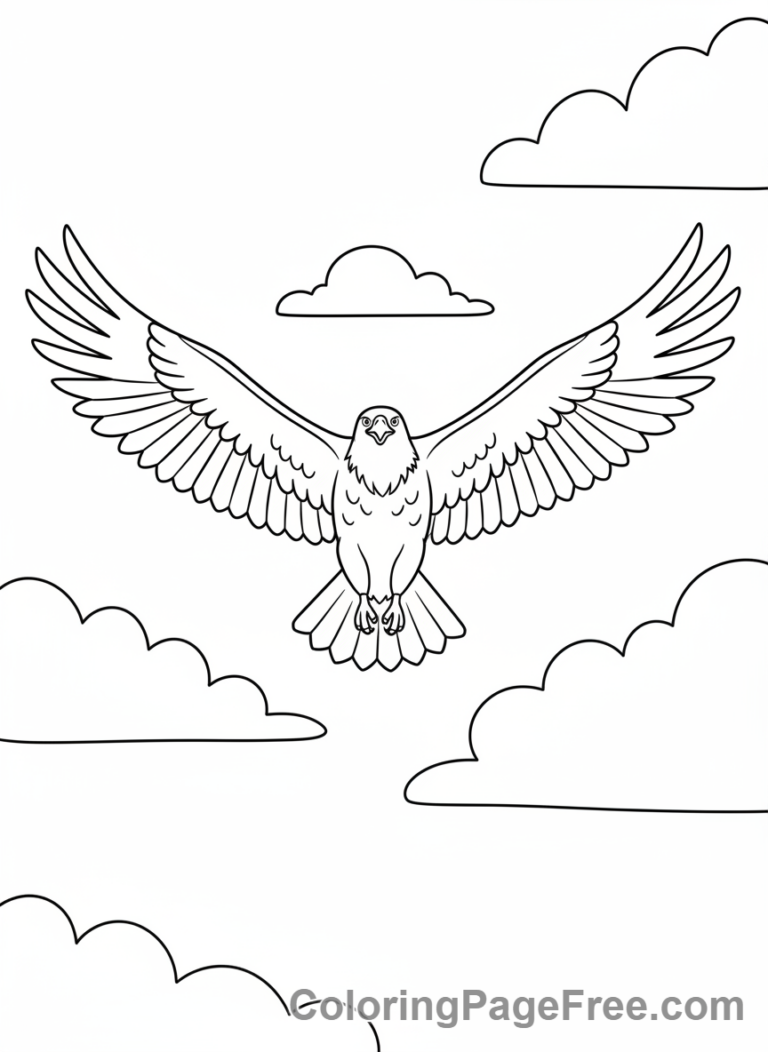 Eagle coloring page - Eagle Soaring Sky