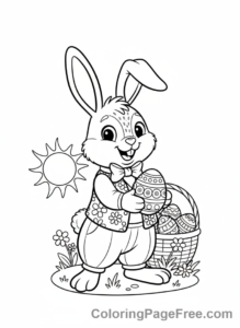 Easter Bunny coloring page - Bunny holding egg