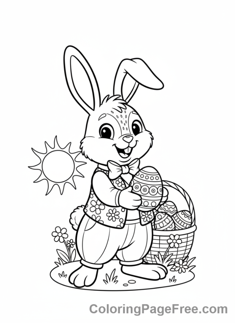 Easter Bunny coloring page - Bunny holding egg