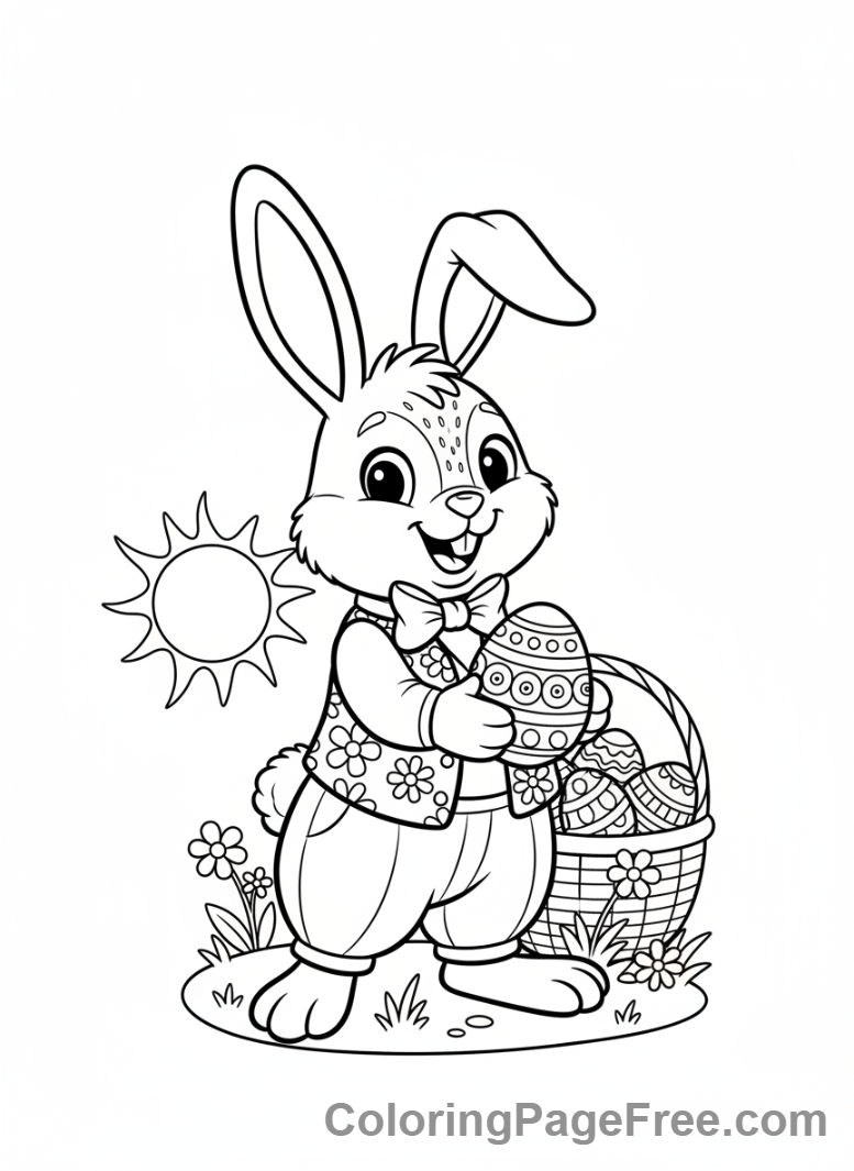 Easter Bunny coloring page - Bunny holding egg