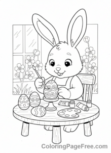 Easter Bunny coloring page - Bunny painting eggs
