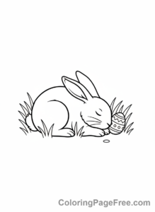 Easter Bunny coloring page - Bunny sleeping field