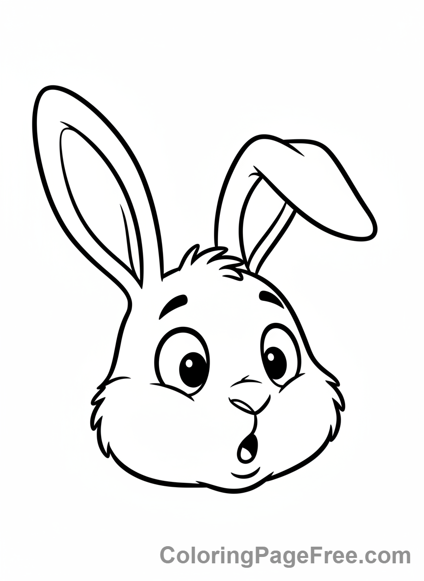 Easter Bunny coloring page - Bunny surprised face