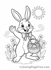 Easter Bunny coloring page - Bunny waving hello