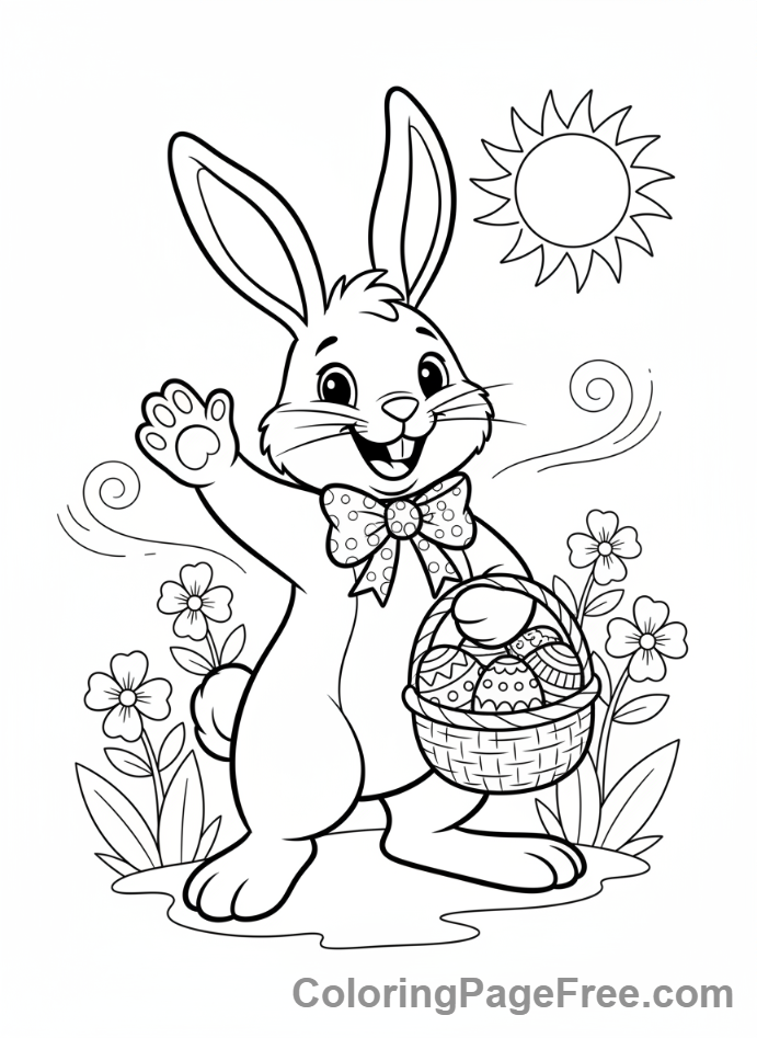 Easter Bunny coloring page - Bunny waving hello