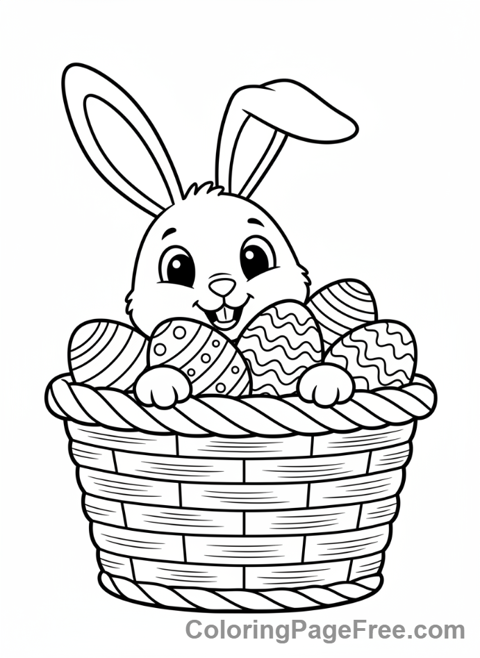 Easter Bunny coloring page - Bunny with basket