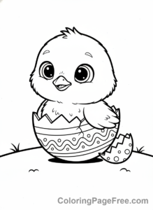 Easter coloring page - Chick hatching egg
