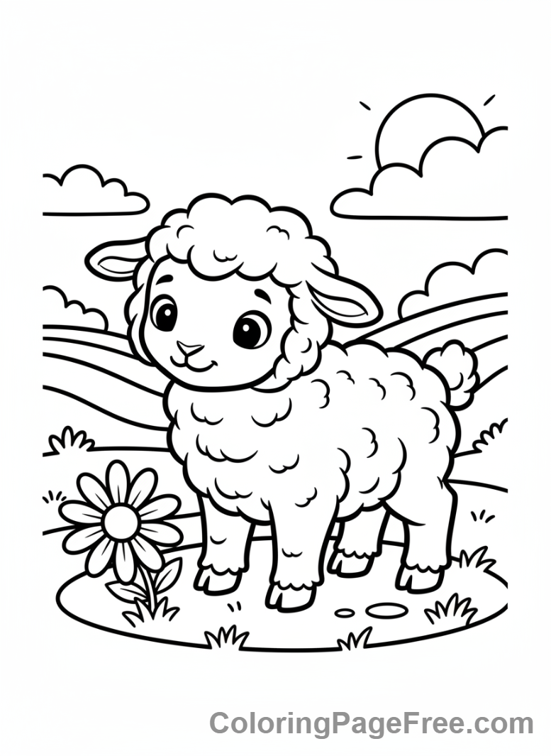 Easter coloring page - Cute lamb standing