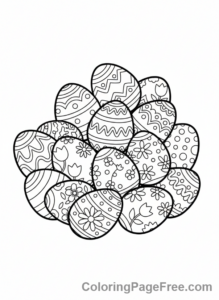 Easter coloring page - Decorated eggs pile