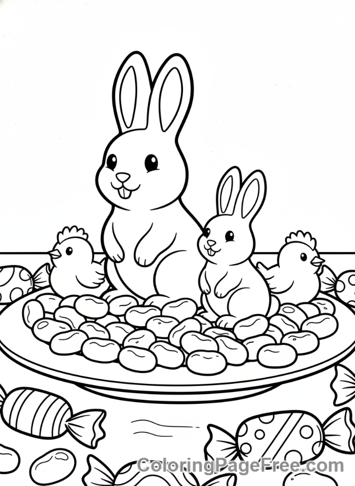 Easter coloring page - Easter candy treats